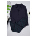 Trendyol Navy Blue Men's Regular Fit Top Piping Detailed Knitted 100% Cotton Pajama Set