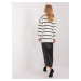 Black and ecru women's oversize striped sweater