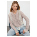 Trendyol Powder Crop Lace Openwork/Hole Knitwear Cardigan