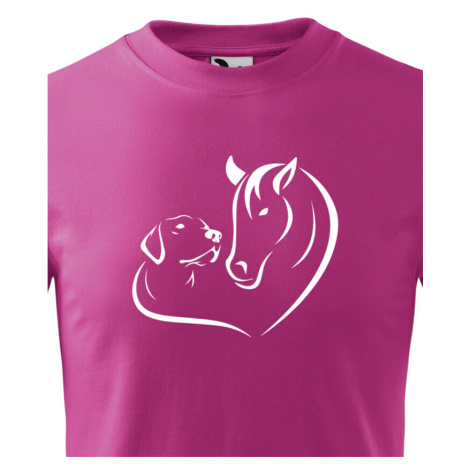 Detské tričko pre milovníkov zvierat - Srdce koňa a psa - skvelý darček