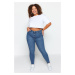 Trendyol Curve Blue Rise Waist Pocket Detailed Flexible Skinny Jeans