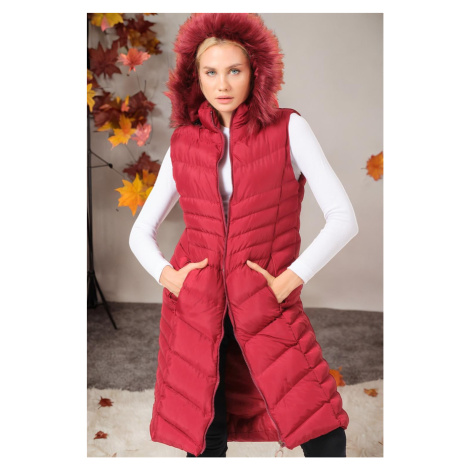 Z6725 DEWBERRY WOMEN'S VEST-DARK BURGUNDY