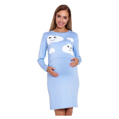 Dámská těhotenská noční košile model 15185728 šedá s bílou - PeeKaBoo