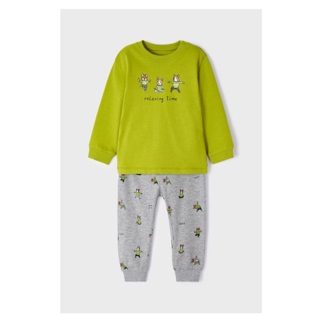 Detské pyžamo Mayoral zelená farba, s potlačou