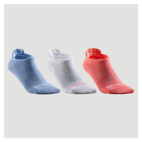 Športové ponožky RS 160 nízke 3 páry svetlomodré, biele a ružové ARTENGO