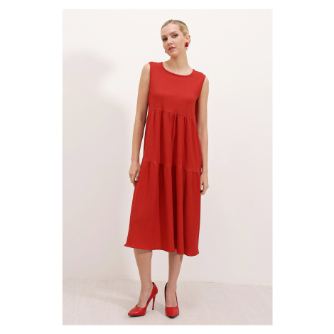 Bigdart 2448 Zero Sleeve Long Knitted Dress - Red