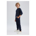 DEFACTO Boys Navy Blue Cargo Jogger Gabardine School Trousers