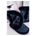 Children's Snow Boots With Fur And Button Navy Kawai