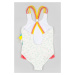 Jednodielne detské plavky zippy biela farba