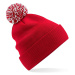 Beechfield Zimná čiapka s brmbolcom Snowstar Recycled - Červená / biela