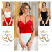 Sexi top Koucla Velvet Look s detailmi stuhy white Einheitsgroesse