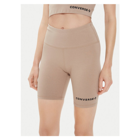 Converse Športové kraťasy W Wordmark Bike Short 10024539-A10 Béžová Skinny Fit