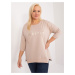 Beige plus size blouse with inscription