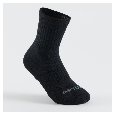 Detské športové ponožky RS 500 vysoké 3 páry sivo-čierne ARTENGO