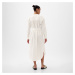 Šaty GAP Longsleeve Linen Maxi Dress New Off White