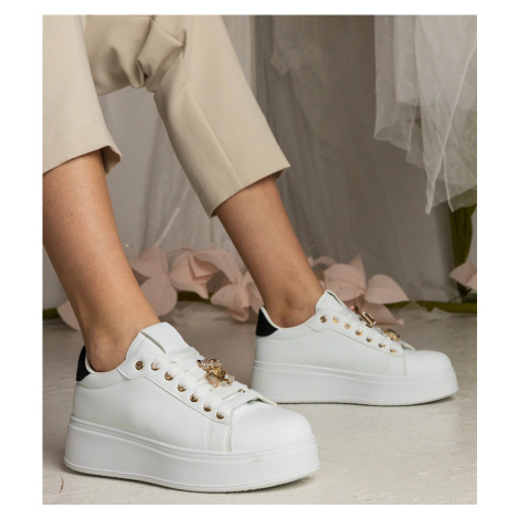 Gemre Bielo-čierne dámske tenisky zdobené kameňmi Sarena