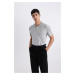 DEFACTO Slim Fit Slim Cut Polo Collar Short Sleeve Cotton Basic Plain T-Shirt