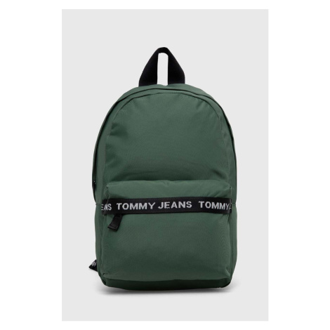 Ruksak Tommy Jeans pánsky, zelená farba, veľký, s potlačou Tommy Hilfiger