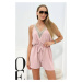 Short jumpsuit with decorative lace powder pink