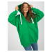 Green oversize basic zip-up sweatshirt