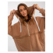 Oversized long camel hoodie with slits