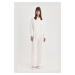 DEFACTO Wide Leg White Wide Leg Trousers