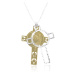 Strieborný 925 náhrdelník, vyrezávaný kríž zlatej a striebornej farby
