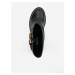 Čierne vzorované členkové kožené topánky s ozdobnými remienkami Guess