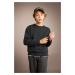 DEFACTO Boy&#39;s Crew Neck Washable Faded Effect Sweatshirt