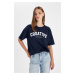 DEFACTO Oversize Fit Crew Neck Printed Short Sleeve T-Shirt