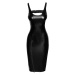 Čierne priliehavé sexi šaty z eko kože F251
