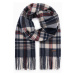 Ombre Men's Scottish check fringed scarf - navy blue and cream