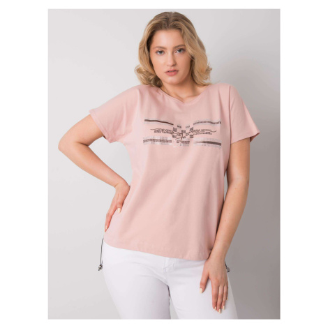Larger powder pink blouse with decorative stripes