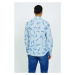 Košeľa La Martina Man Shirt L/S All Over Print C Modrá