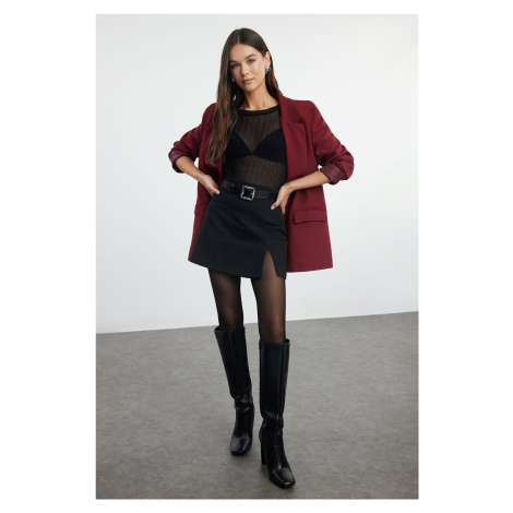 Trendyol Claret Red Regular Lined Double Breasted Closure Woven Blazer Jacket