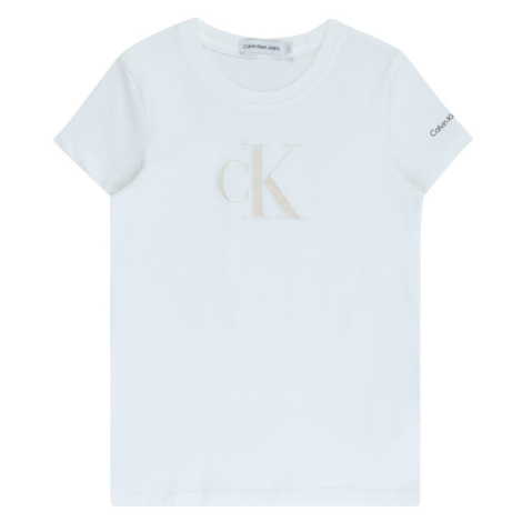 Calvin Klein Jeans Tričko  béžová / biela