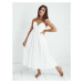 Biele romantické midi šaty ELIENE EY2444