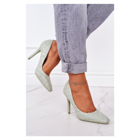 Elegant needle-heeled quilted pumps Rosanna green