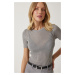 Happiness İstanbul Women's Gray Light Transparent Knitwear Blouse