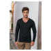 Trendyol Black Slim/Slim Fit V Neck 100% Cotton T-shirt