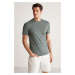 GRIMELANGE Chad Men's Slim Fit Ultra Flexible Green T-shirt