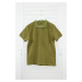 Trendyol Khaki Regular/Normal Cut Short Sleeve Textured Buttoned Polo Neck T-shirt