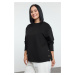 Trendyol Curve Black Snap Detail Regular/Normal Pattern Crew Neck Knitted Sweatshirt