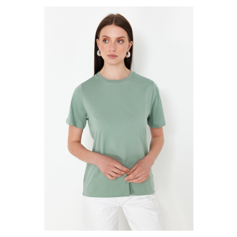 Trendyol Mint More Sustainable 100% Cotton Regular/Normal Fit Knitted T-Shirt