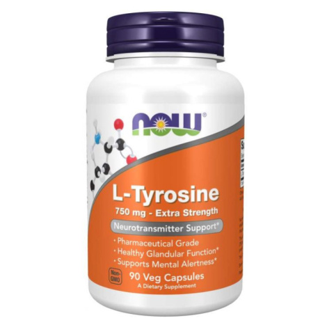 NOW Foods L-tyrozín 750 mg, extra silný 90 kaps.