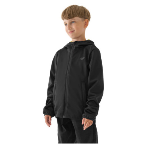 Chlapčenská turistická softshellová bunda 4F JUNIOR SOFTSHELL JACKET-JWAW24TSOFM269-45S-CANARY G