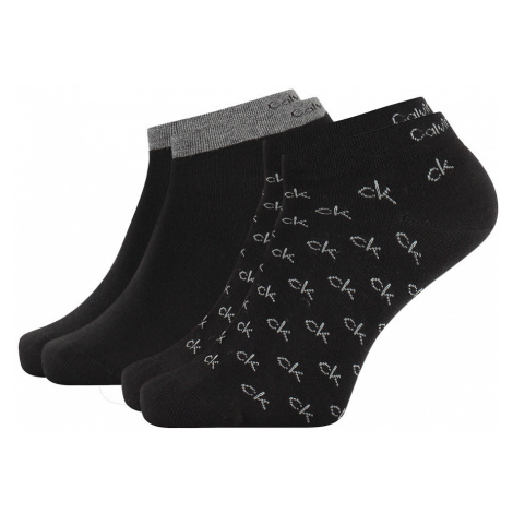 CALVIN KLEIN - 2PACK členkové ponožky čierne s logom CK