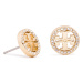 Tory Burch Náušnice Crystal Logo Circle Stud Earring 53422 Zlatá