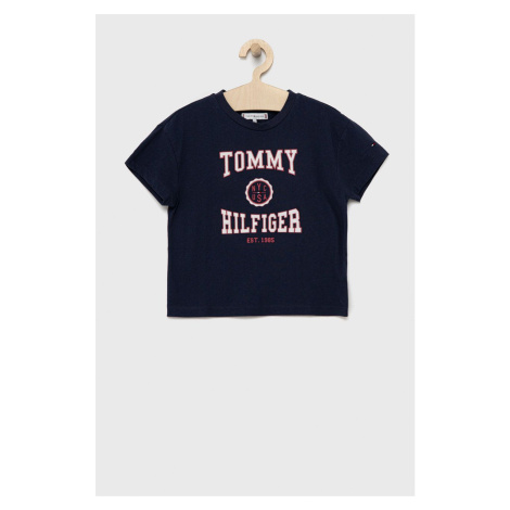 Detské tričko Tommy Hilfiger tmavomodrá farba,