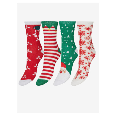 Vero Moda Set of four pairs of women's Christmas socks in green, red and white - Ladies